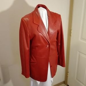 Quality Leather coat lightly used red lamb's skin